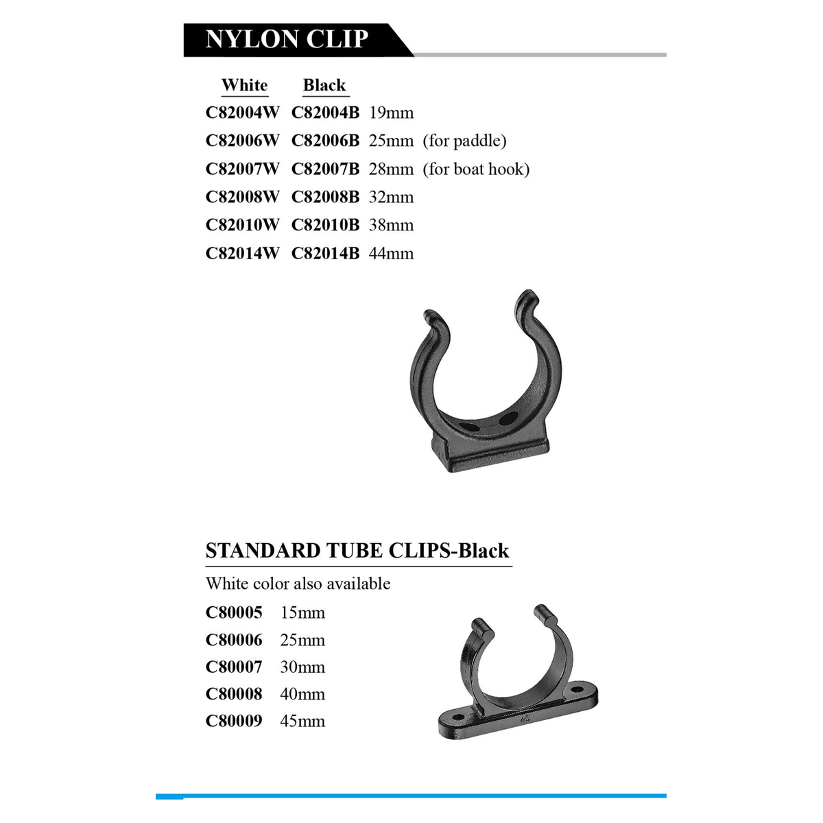 Easterner C80009 black 45 mm standard tube clip