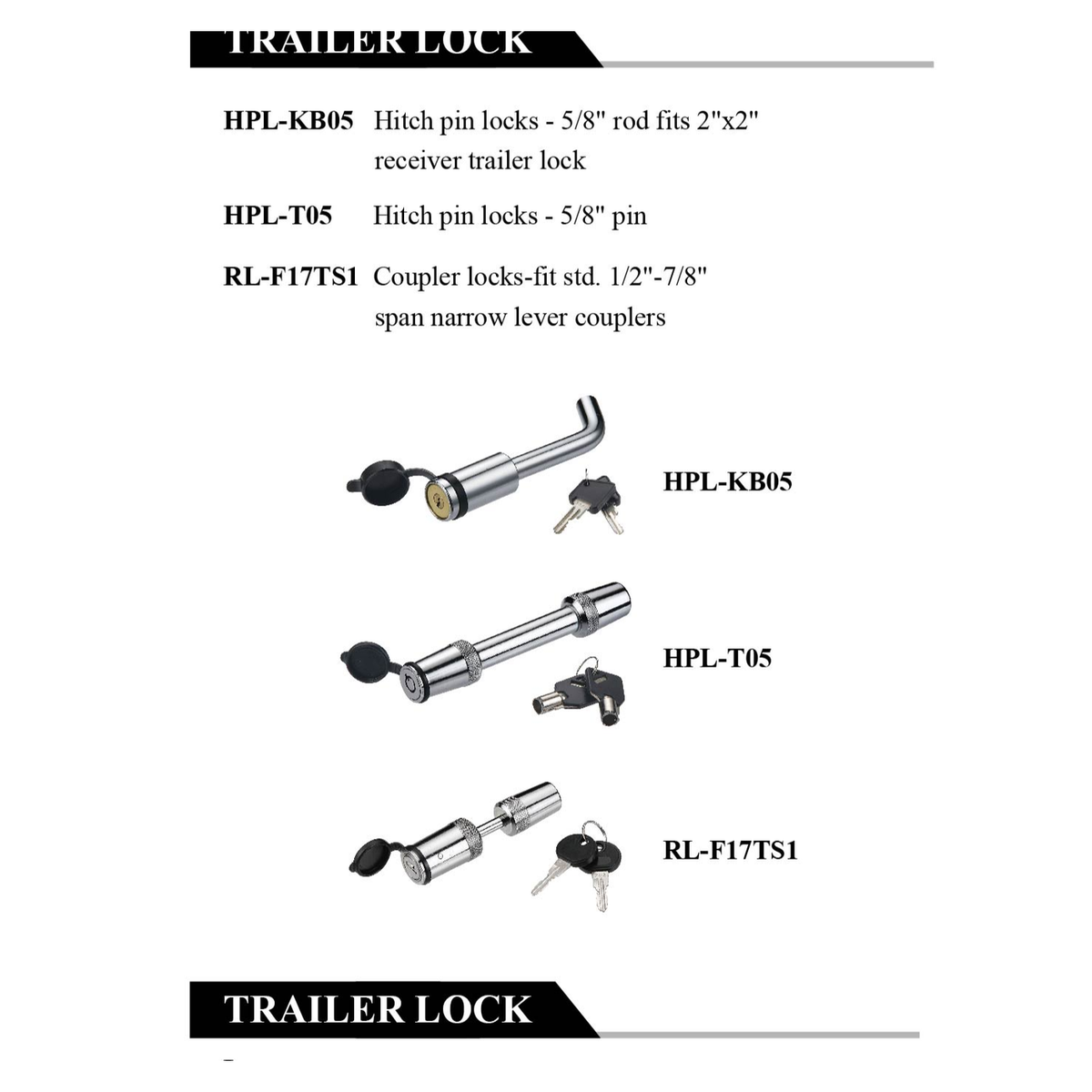 Easterner HPL-KB05 Receiver Trailer Lock – 5/8 in. Rod, 2 x 2 in.