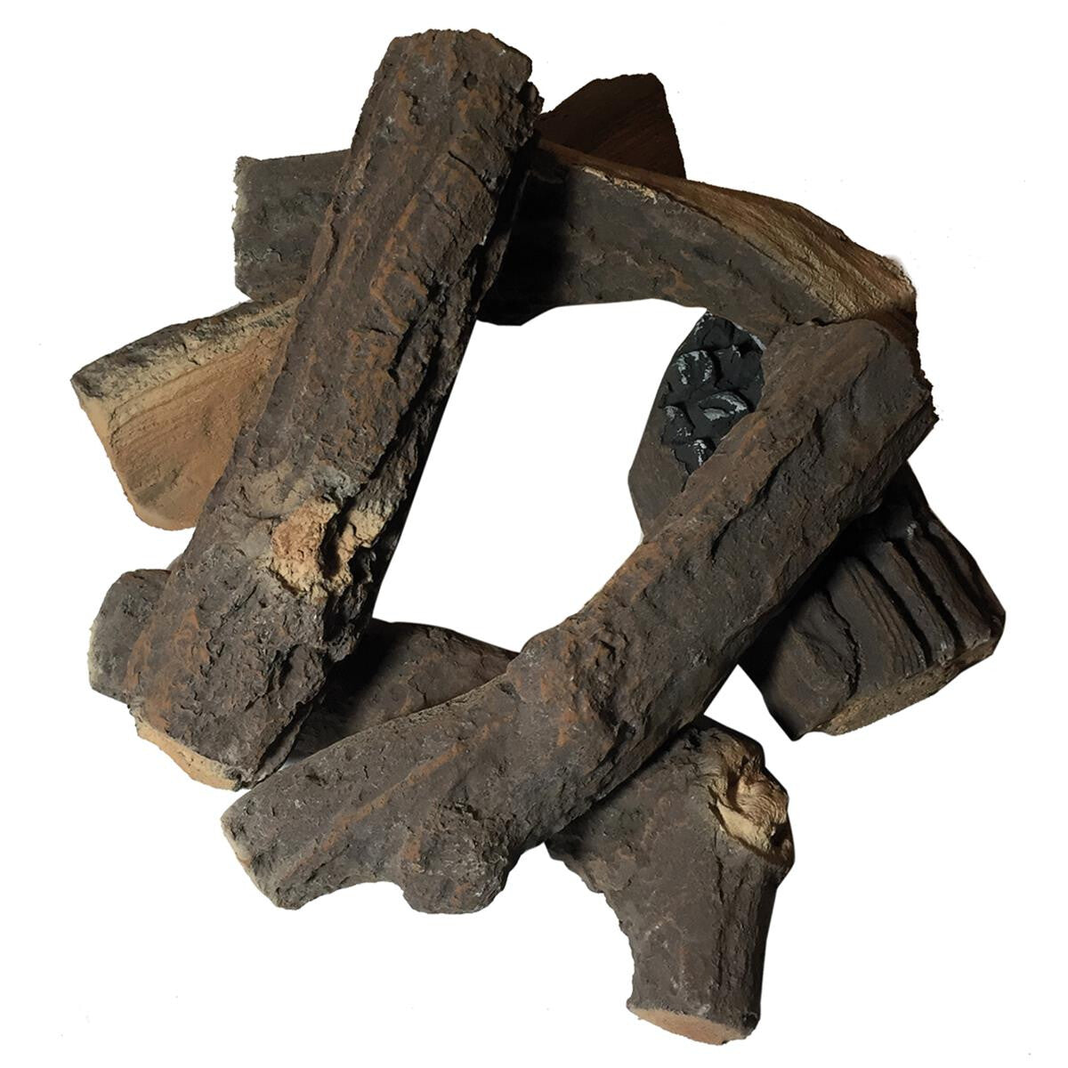 Elementi ODW01002 six-piece ceramic fire log set in fallen wood style