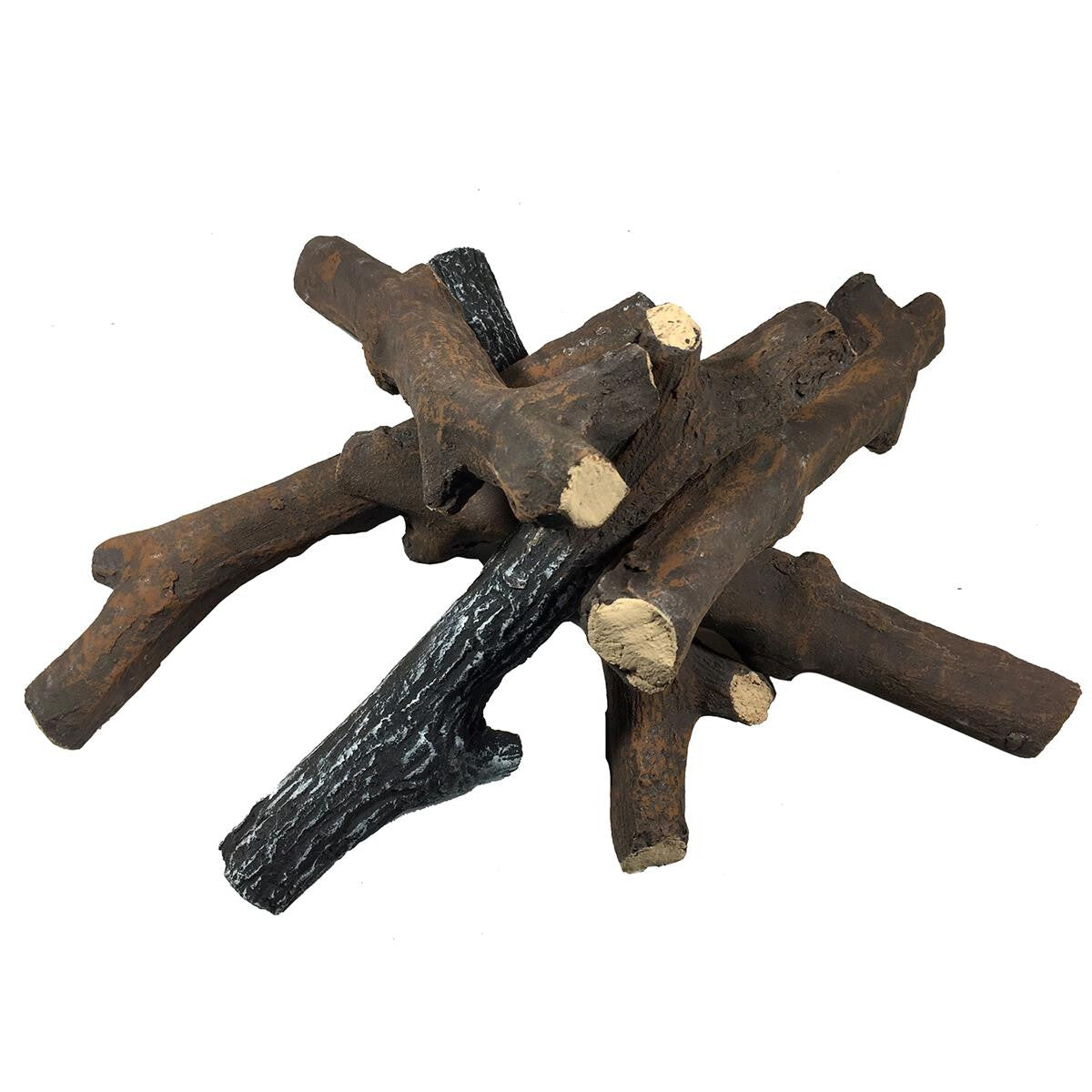 Elementi ODW01003 six-piece ceramic fire log set in twig style