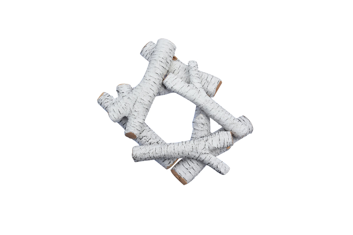 Elementi ODW01012 six-piece white ceramic fire log set