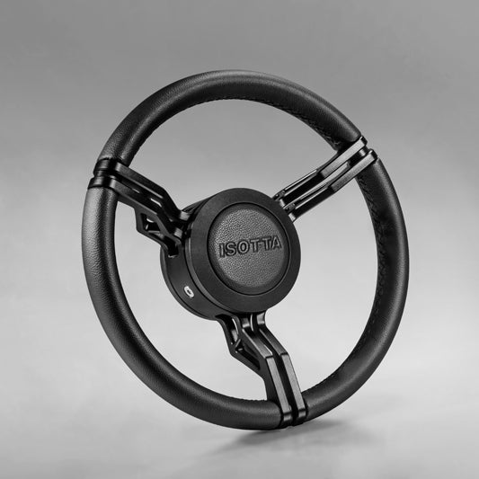 Isotta Fanete black spokes black leather steering wheel