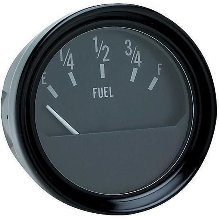 Marine fuel gauge with a black bezel