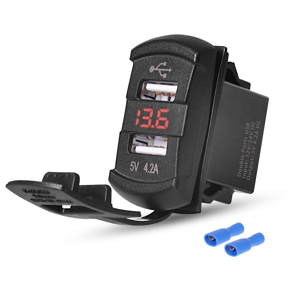 Ningbo Guhang GH-T16 12V/24V 4.2A dual USB charger with red digital voltmeter