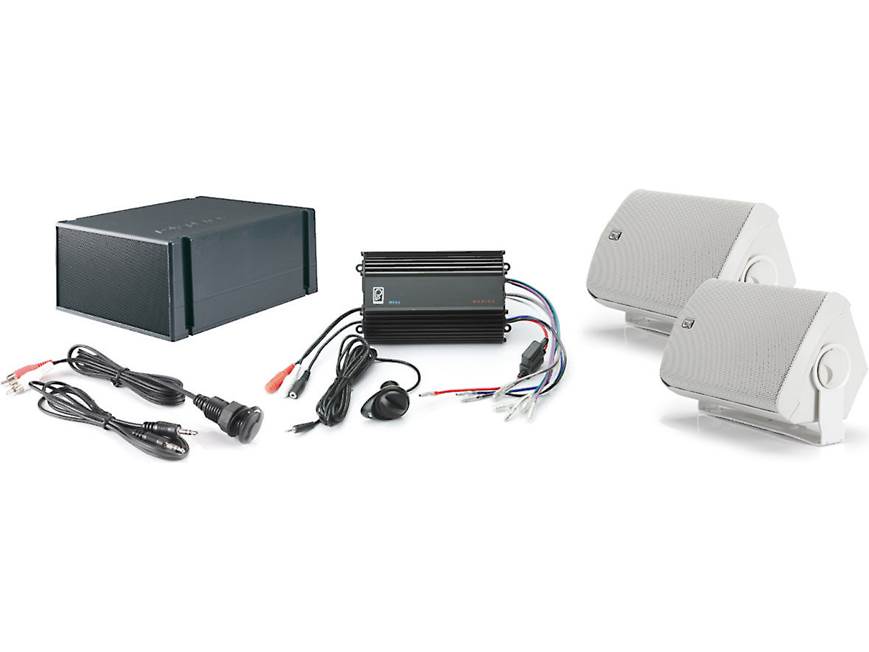 Poly-Planar MP3-KIT7-W marine audio system with amplifier white speakers and subwoofer