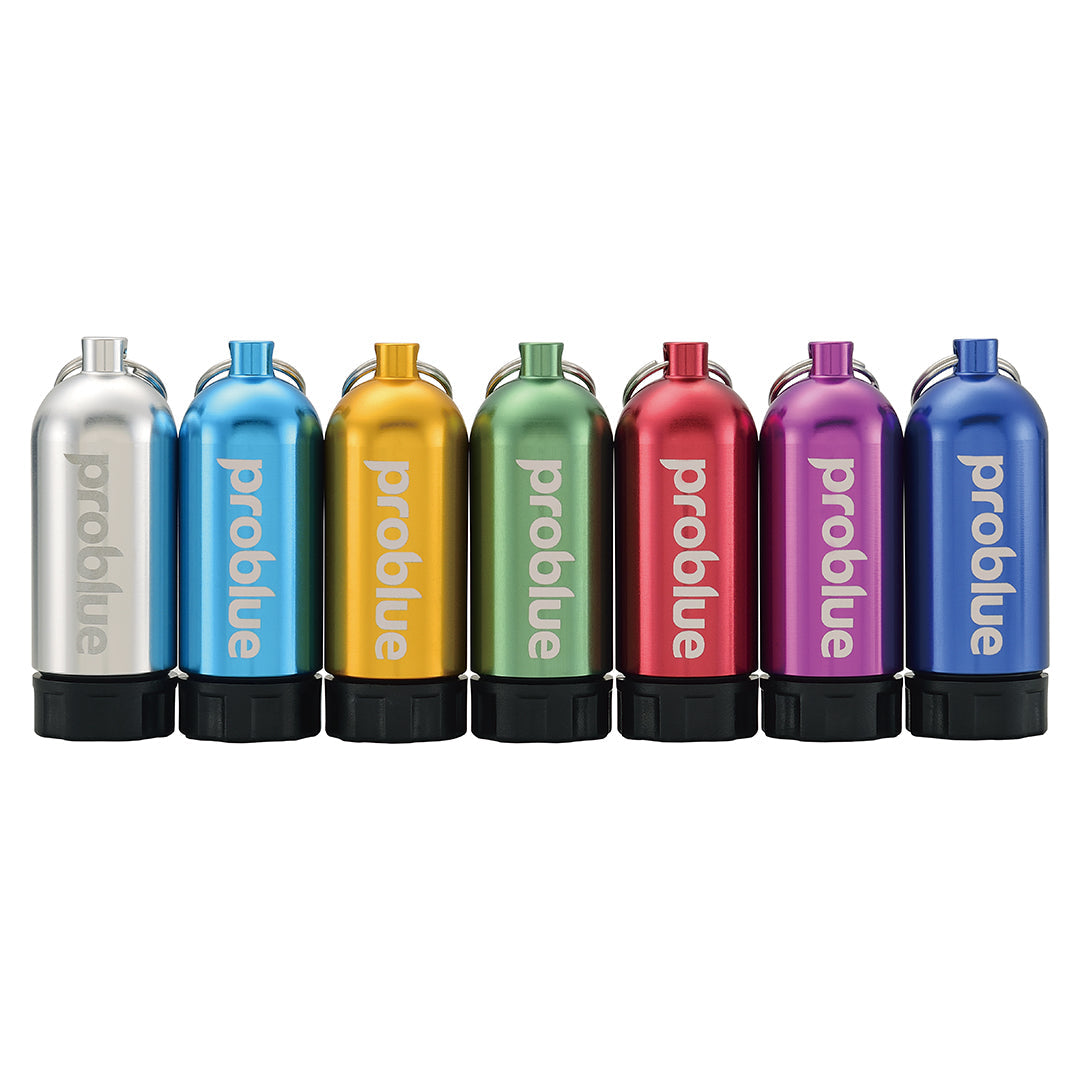 ProBlue AC-48 sealed aluminum tank keychains in assorted available colors
