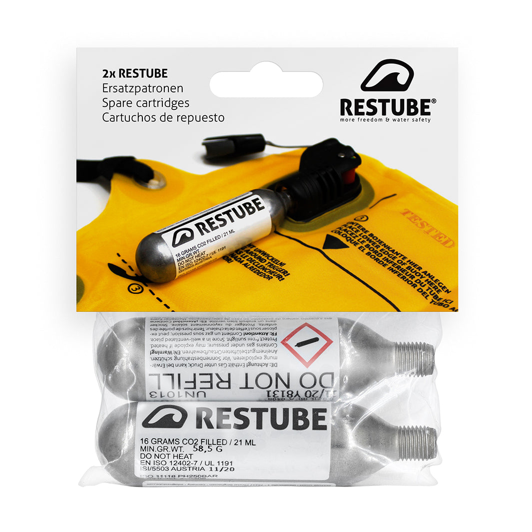 RESTUBE 16 g CO2 replacement cartridges, 2-pack