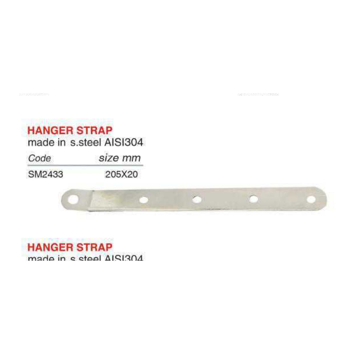 Sumar SM2433 AISI 304 hanger strap, 205 x 20 mm
