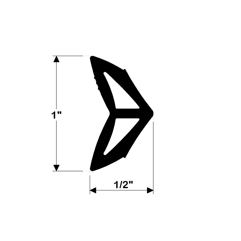TACO Marine V12-0338 Black Flexible Vinyl Insert 1 in × 1/2 in – Sold by Foot