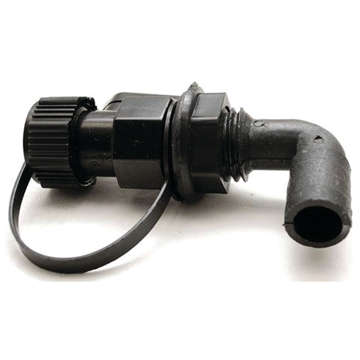 T-H Marine 90° Washdown Fitting with Shut-Off Valve – Black (WDV-90-DP)